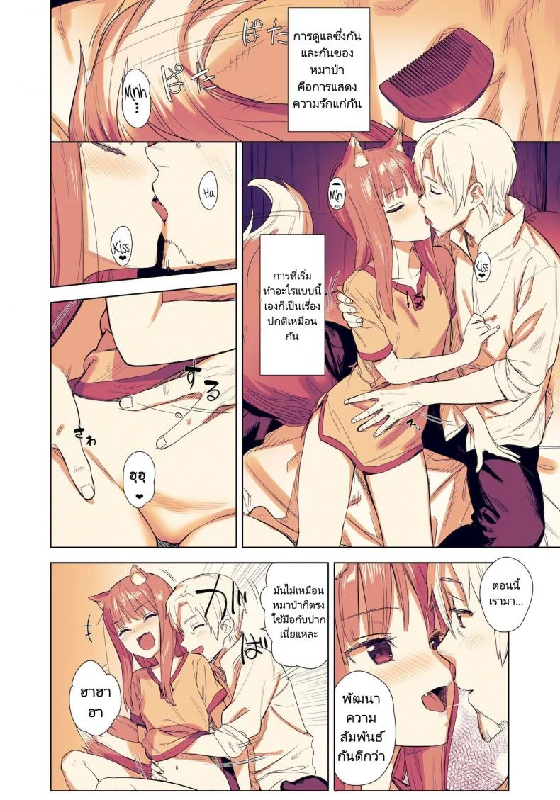 ความรักและความใส่ใจของสาวหมาป่า[Ajisaidenden (Kawakami Rokkaku, Takanashi Rei)] Wacchi to Shippori Kezukuroi Hon  Affectionate Grooming With Me (Spice and Wolf) หน้า 4