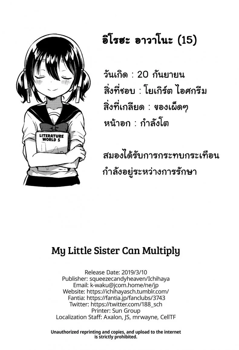 น้องสาวของผมคูณเลขได้นะ [squeezecandyheaven (Ichihaya)] Imouto wa Kakezan ga Dekiru หน้า 29