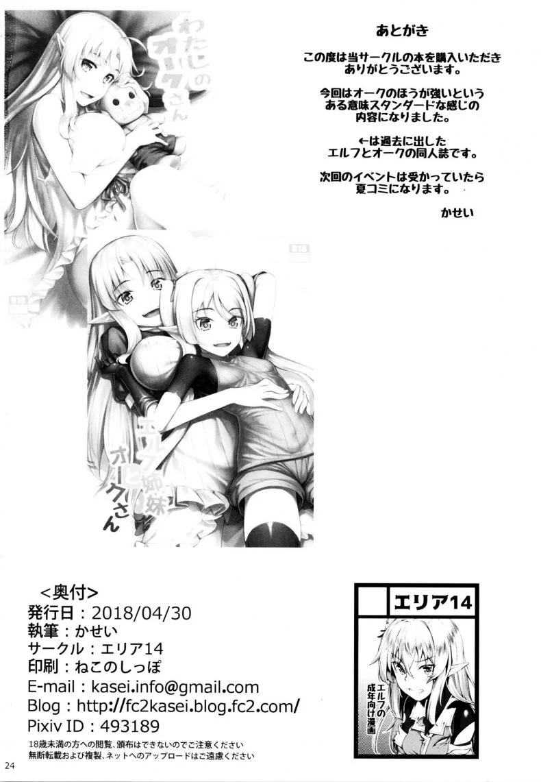 แล้วสอนว่าอย่าไว้ใจอมนุษย์ (COMIC1☆13) [Area14 (Kasei)] Orc ni Torawareta Elf wa หน้า 25