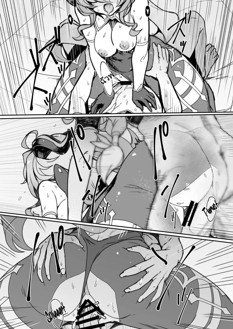 มาทำลูกข้ามเผ่าพันธ์กัน [Jikansa Kougeki (Tooya Daisuke)] Amai Tsuyu Sweet dew (Genshin Impact) หน้า 19
