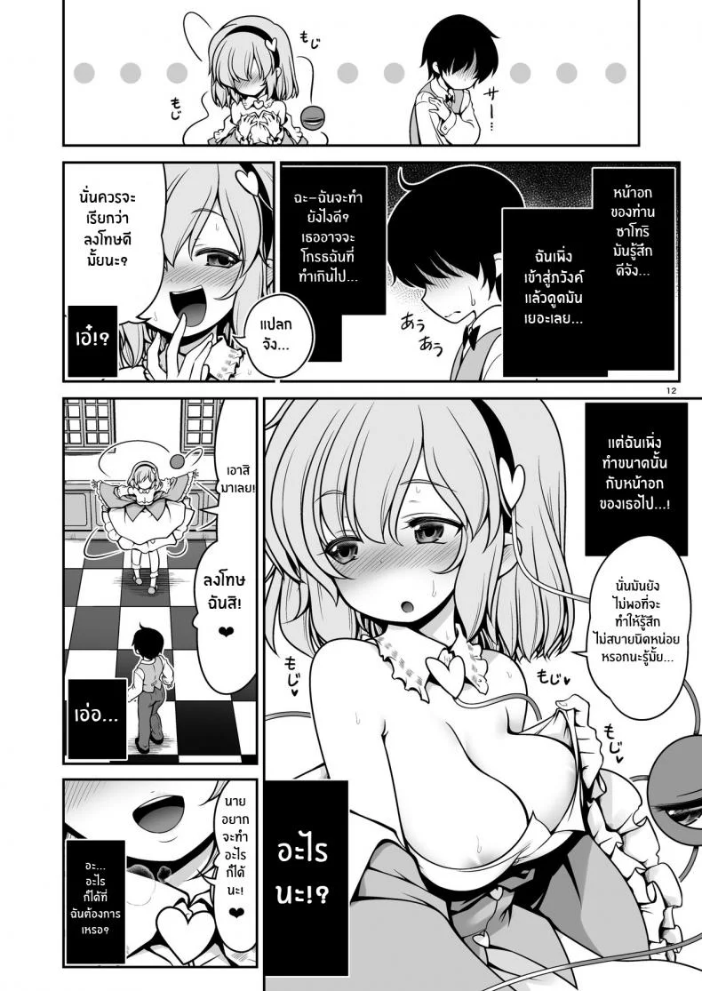 ลงโทษฉันเลยสิ[Yosutebito na Mangakaki (Tomoki Tomonori)] Oshioki Dakara Nani shite mo Ii no yo (Touhou Project) หน้า 12
