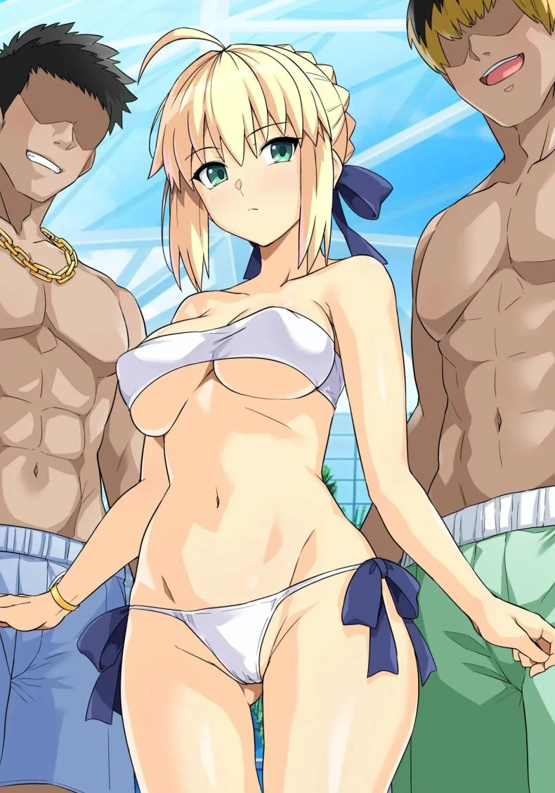 คุณเซเบอร์ในสระว่ายน้ำ[Royal Bitch (haruhisky)] Saber-san Yarimoku Nanpamachi Pool Hen (Fate stay night) หน้า 54