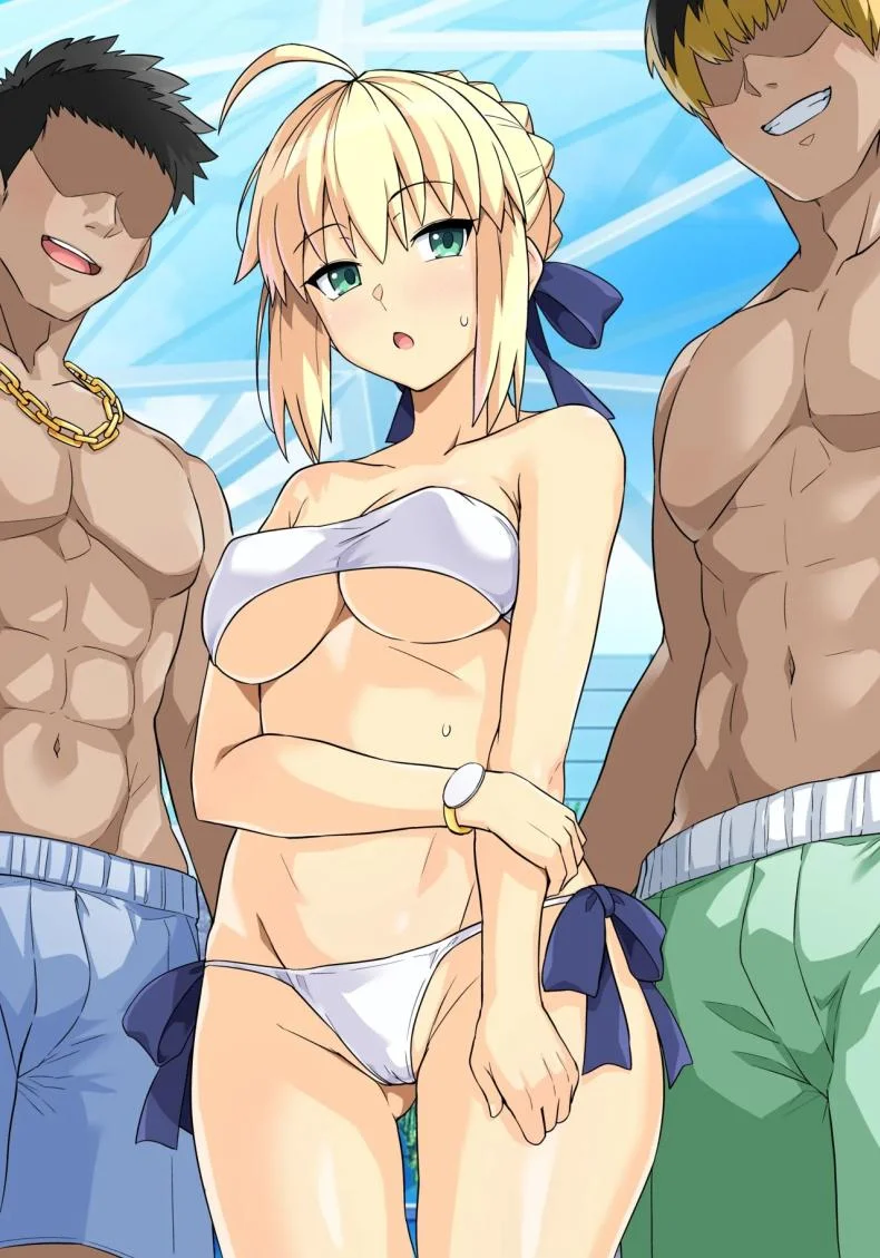 คุณเซเบอร์ในสระว่ายน้ำ[Royal Bitch (haruhisky)] Saber-san Yarimoku Nanpamachi Pool Hen (Fate stay night) หน้า 55