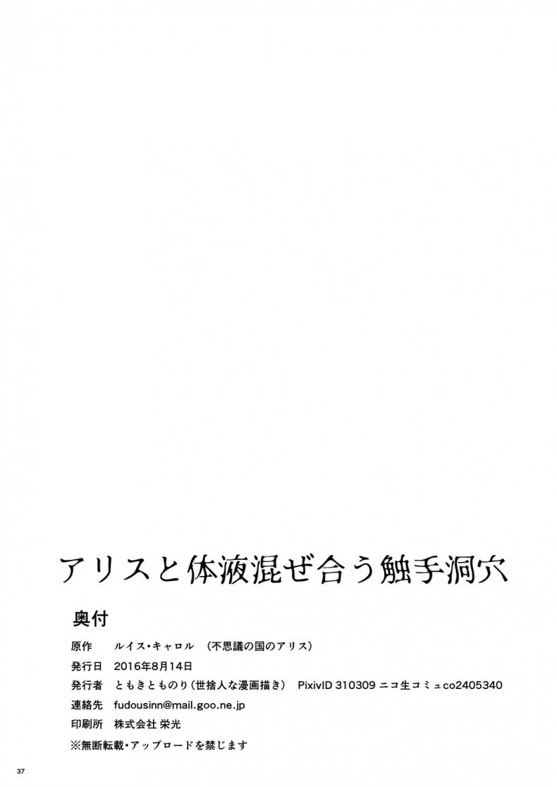 ขออีกทีละกันนะ [Yosutebito na Mangakaki (Tomoki Tomonori)] Alice to Taieki Mazeau Shokushu Douketsu (Alice in Wonderland) หน้า 35